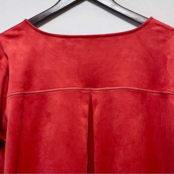 SOFT SURROUNDINGS Sz 2X Tunic Top Faux Suede STRETCH Roll-Tab Sleeve Orange FALL - Picture 10 of 16